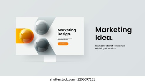 Premium site screen design vector template. Bright desktop mockup presentation layout.