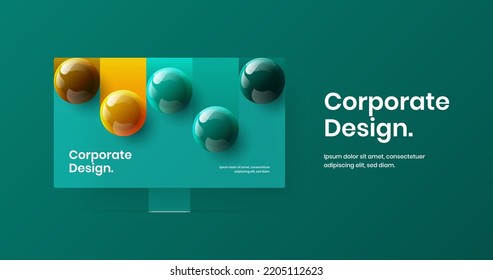 Plantilla de diseño de vector de pantalla de sitio premium. Colorido diseño de banner de simulación de pantalla.