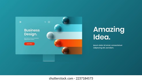 Premium site vector design illustration. Bright computer display mockup presentation concept.