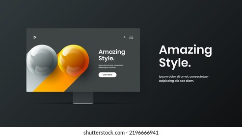 Premium site vector design template. Isolated monitor mockup banner layout.