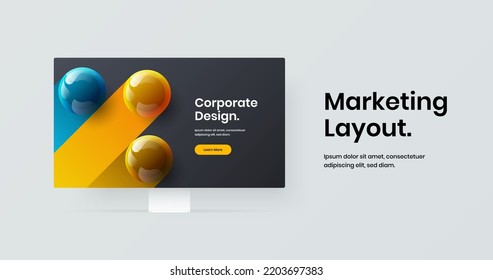 Premium site vector design template. Creative computer monitor mockup banner concept.