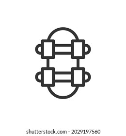 Premium skateboard line icon for app, web and UI. Vector stroke sign isolated on a white background. Outline icon of skateboard in trendy style.