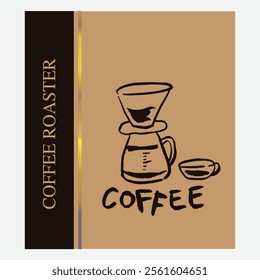 Premium sketch illustration of Robusta Arabica coffee in ink and gold on digital paper for poster design, packaging, labels, stickers, cafes, restaurants, menus, art prints, paper walls, fabric patter