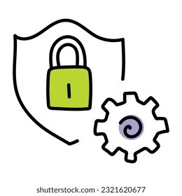 Icono esquemático premium de configuración de seguridad 