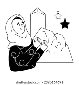 Premium sketchy illustration of female praying 