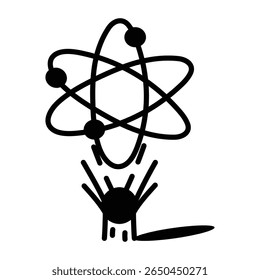 Premium sketchy icono de estilo de la estructura del átomo

