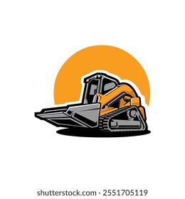 Premium Skid Steer Tracked Loader, Bulldozer Vetor Art Ilustração