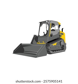 Premium Skid Track Loader Bulldozer Vector Illustration. Best for Construction Related Industry