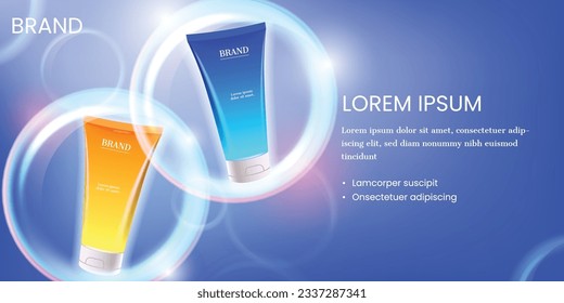 Premium skincare product ad on blue background