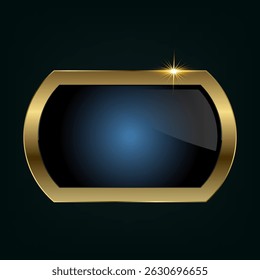 A premium sleek, rounded rectangle with a glossy black-blue center and golden border, radiating sophistication and exclusivity. vector and illustration
