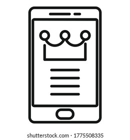 Premium smartphone icon. Outline premium smartphone vector icon for web design isolated on white background