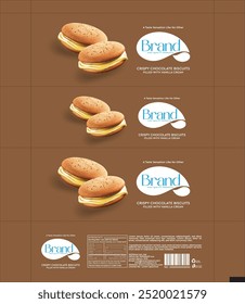  Design de embalagem de biscoito e snack premium, ilustração EPS vetor