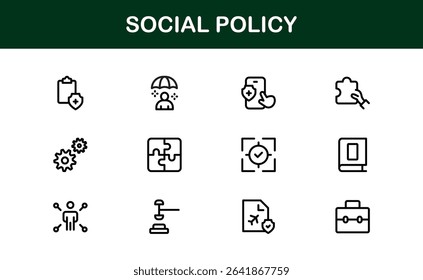 Premium Social Policy Icon Set - High-Quality Graphics for Community, Inclusion, and Advocacy-Themed Projects outline style