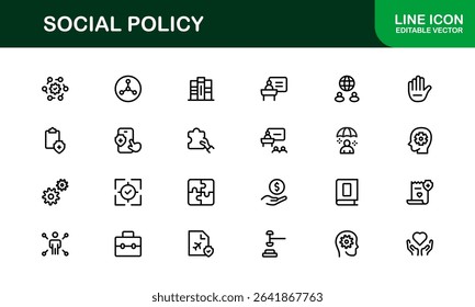 Premium Social Policy Icon Set - High-Quality Graphics for Community, Inclusion, and Advocacy-Themed Projects outline style
