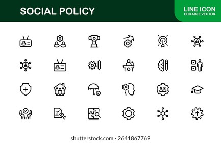 Premium Social Policy Icon Set - High-Quality Graphics for Community, Inclusion, and Advocacy-Themed Projects outline style