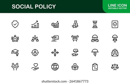 Premium Social Policy Icon Set - High-Quality Graphics for Community, Inclusion, and Advocacy-Themed Projects outline style