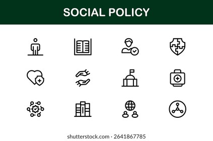 Premium Social Policy Icon Set - High-Quality Graphics for Community, Inclusion, and Advocacy-Themed Projects outline style