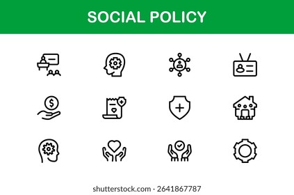 Premium Social Policy Icon Set - High-Quality Graphics for Community, Inclusion, and Advocacy-Themed Projects outline style