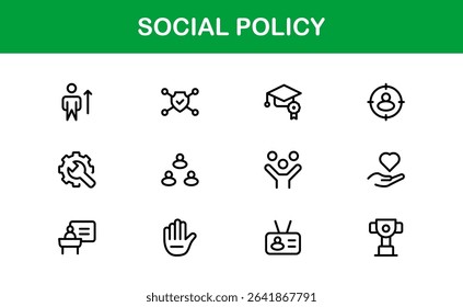 Premium Social Policy Icon Set - High-Quality Graphics for Community, Inclusion, and Advocacy-Themed Projects outline style
