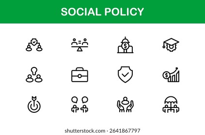 Premium Social Policy Icon Set - High-Quality Graphics for Community, Inclusion, and Advocacy-Themed Projects outline style
