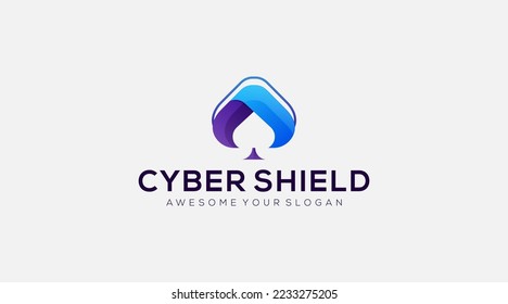 Premium Spade Shield Letter A Logo design symbol icon