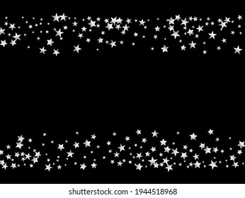 Premium Sparkling New Year Christmas Garland Vector Background. VIP Gold, Silver Glitter, Sparkles, Gradient Stars Confetti. Sparkling Winter Glitter. Gold, Silver Rich Flying Stars Confetti.