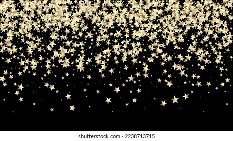 Premium Sparkling New Year Christmas Garland Vector Background. Rich Gold, Silver Glitter, Sparkles, Gradient Stars Confetti. Sparkling Winter Bokeh. Gold, Silver VIP Flying Stars Confetti.
