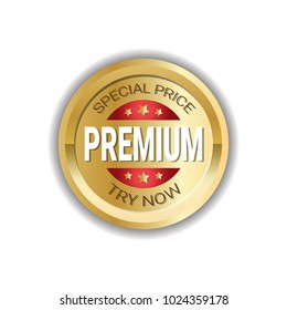 Premium Special Price Sticker Golden Badge Shopping Sale Icon Isolated Vector Illustration