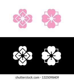 Premium square with flower logo. Universal symbol icon vector design. Luxury illustration.
