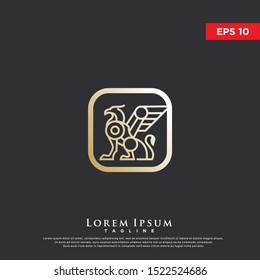 premium square griffin logo. luxurious icon, template design
