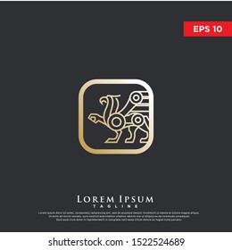 premium square griffin logo. luxurious icon, template design