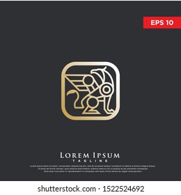 premium square griffin logo. luxurious icon, template design