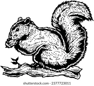 Esbozo de ardilla premium lindo ilustración vectorial de ardilla aislada en un fondo blanco.