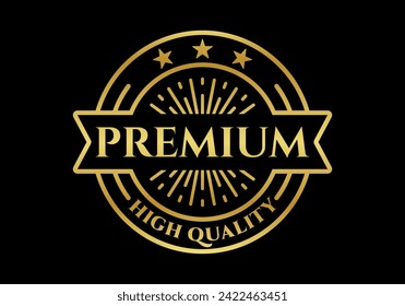 Sello, etiqueta o insignia premium. Símbolo de alta calidad. Ilustración vectorial. 