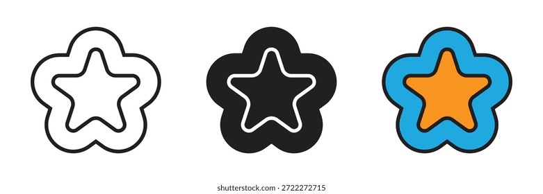 Icono de calificación de estrellas de Premium con un contorno audaz y colores azules y naranjas vibrantes, perfecto para premios de calidad, favoritos y reseñas.