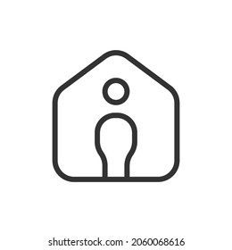 Premium stay at home line icon for app, web and UI. Vector stroke sign isolated on a white background. Outline icon of stay at home in trendy style.