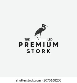 Premium Stork Silhouette Vintage Logo Design