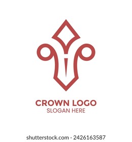 Premium style abstract crown logo symbol. Royal king icon. Modern luxury brand element sign. Vector illustration.