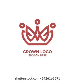 Premium style abstract crown logo symbol. Royal king icon. Modern luxury brand element sign. Vector illustration.
