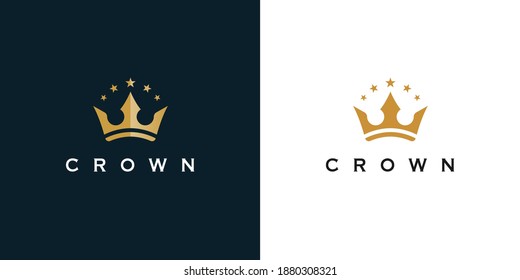 Premium style abstract gold crown logo symbol. Royal king icon. Modern luxury brand element sign. Vector illustration.