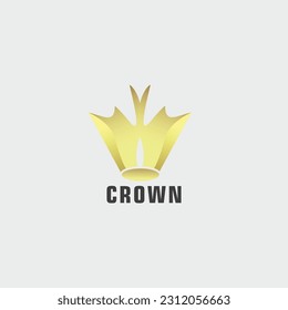 Premium style abstract gold crown logo symbol. Royal king icon. Modern luxury brand element sign.