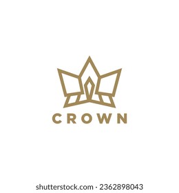 Premium style abstract gold crown Logo Vector Template symbol. Royal king icon. Modern luxury.