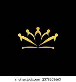 Premium style abstract gold crown logo symbol. Royal king icon. Modern luxury brand element sign.