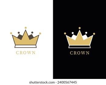 Símbolo del logo de la corona de oro abstracta de estilo premium. Icono real del rey. Señal moderna de marca de lujo. Ilustración vectorial.