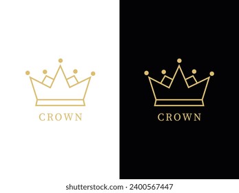 Símbolo del logo de la corona de oro abstracta de estilo premium. Icono real del rey. Señal moderna de marca de lujo. Ilustración vectorial.