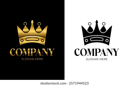 Premium style abstract gold crown logo symbol. The royal king's logo. Modern luxury brand logo. Vector illustration.