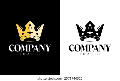 Premium style abstract gold crown logo symbol. The royal king's logo. Modern luxury brand logo. Vector illustration.