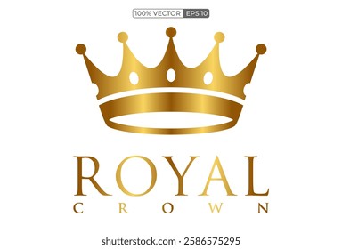 Premium style abstract gold crown logo symbol.Vector illustration