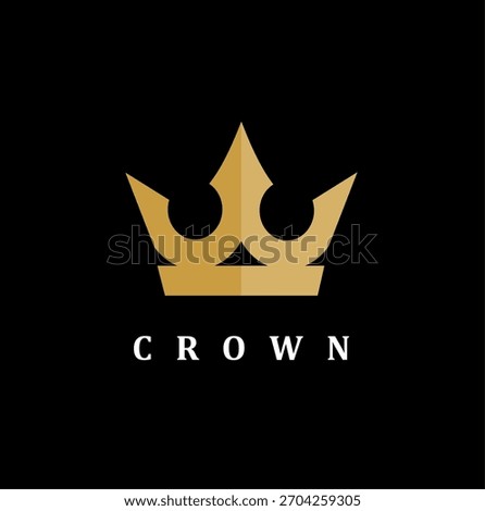 Premium style abstract gold crown logo symbol. Royal king icon. Modern luxury brand element sign. Vector illustration.