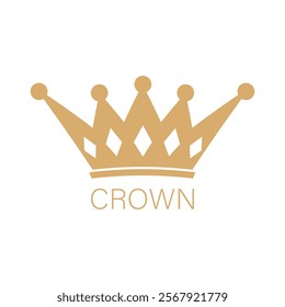 Premium style gold crown logo. Royal king icon. Modern luxury brand element 